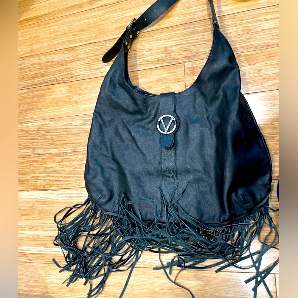 Black Valentino shoulder bag with fringe